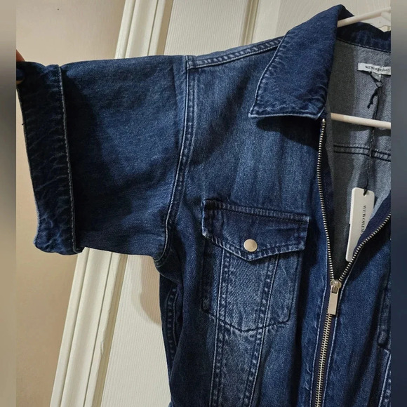 NWT WeWoreWhat Denim Flight Suit in Ludlow, Wide Leg, Zip Front, Size Medium. - Picture 5 of 14
